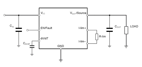 Schemat konwencjonalnego oprzewodowania bezpiecznika STEF033AJR firmy STMicroelectronics