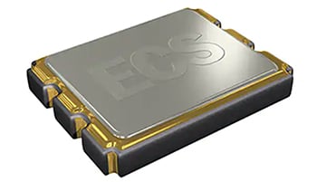 Ilustracja przedstawiająca oscylator krystaliczny ECS-TXO-32CSMV firmy ECS z sygnałem wyjściowym w postaci obciętej fali sinusoidalnej