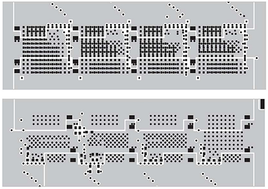 Ilustracja przedstawiająca powierzchnię zajmowaną przez obudowę typu LGA regulatorów μModule® firmy Analog Devices