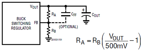 Diagram przedstawiający nastawne urządzenia LTC3310 firmy Analog Devices