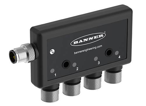 Ilustracja przedstawiająca koncentrator R90C-4B21-KQ firmy Banner Engineering