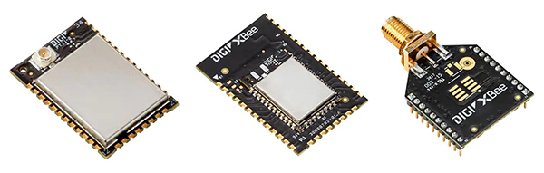 Ilustracja przedstawiająca opcje obudów modułów bezprzewodowych XBee firmy Digi