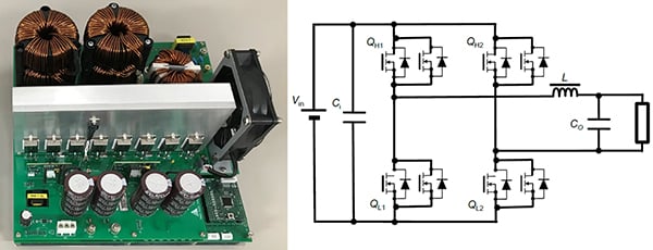 Ilustracja przedstawiająca przemiennik bezwentylatorowy o mocy 5kW i jego schemat (kliknij, aby powiększyć)