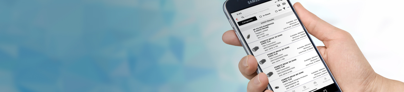 Strona aplikacji mobilnej DigiKey